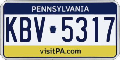 PA license plate KBV5317