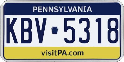 PA license plate KBV5318
