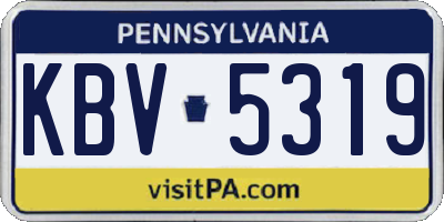 PA license plate KBV5319