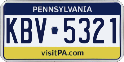 PA license plate KBV5321
