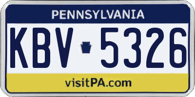 PA license plate KBV5326