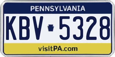 PA license plate KBV5328
