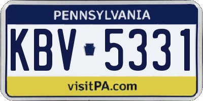 PA license plate KBV5331