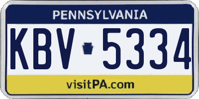 PA license plate KBV5334