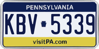 PA license plate KBV5339