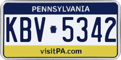 PA license plate KBV5342