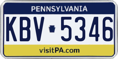 PA license plate KBV5346