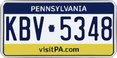 PA license plate KBV5348