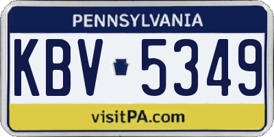 PA license plate KBV5349