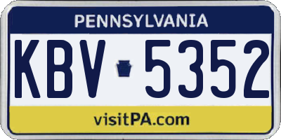 PA license plate KBV5352