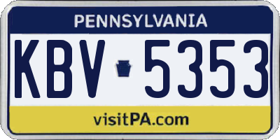 PA license plate KBV5353