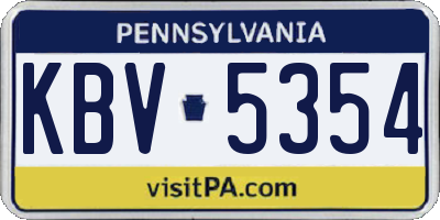 PA license plate KBV5354