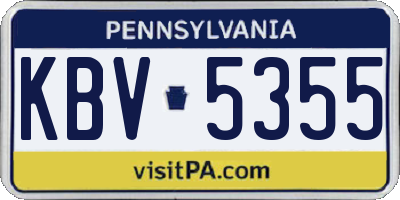 PA license plate KBV5355