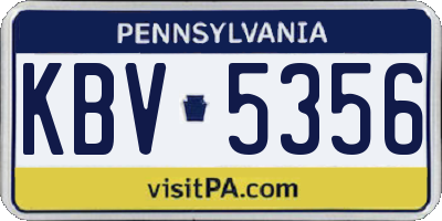 PA license plate KBV5356