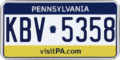 PA license plate KBV5358