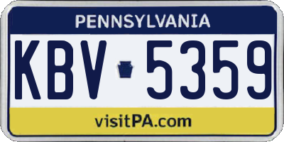 PA license plate KBV5359