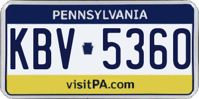 PA license plate KBV5360