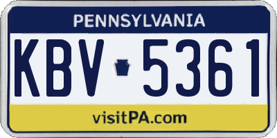 PA license plate KBV5361
