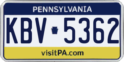 PA license plate KBV5362