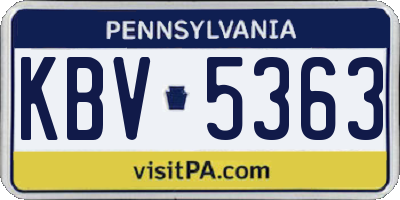 PA license plate KBV5363