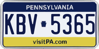 PA license plate KBV5365