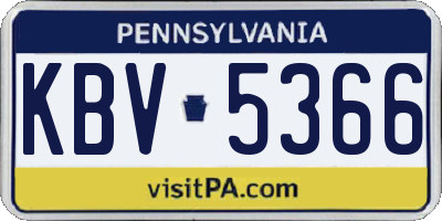PA license plate KBV5366