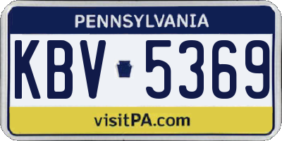 PA license plate KBV5369