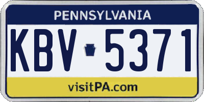 PA license plate KBV5371