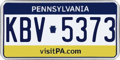 PA license plate KBV5373