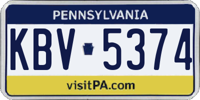 PA license plate KBV5374