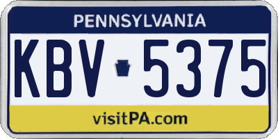 PA license plate KBV5375