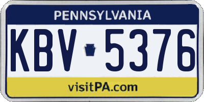 PA license plate KBV5376