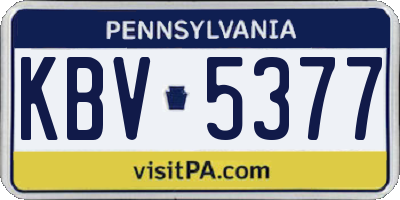 PA license plate KBV5377