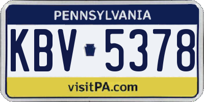 PA license plate KBV5378