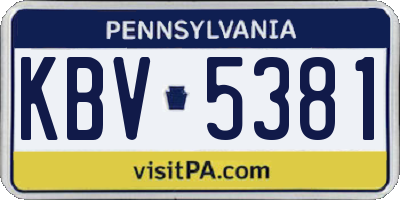 PA license plate KBV5381