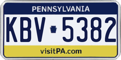 PA license plate KBV5382