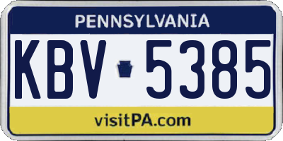 PA license plate KBV5385