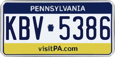 PA license plate KBV5386