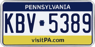 PA license plate KBV5389