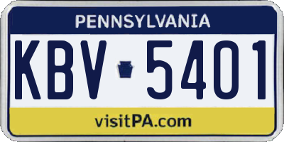 PA license plate KBV5401