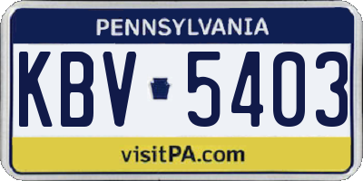 PA license plate KBV5403