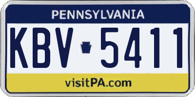 PA license plate KBV5411