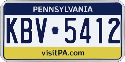 PA license plate KBV5412