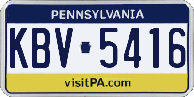 PA license plate KBV5416