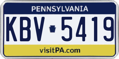 PA license plate KBV5419