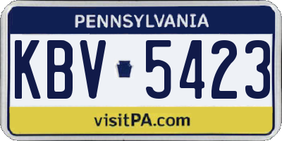 PA license plate KBV5423