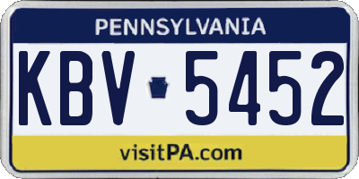 PA license plate KBV5452