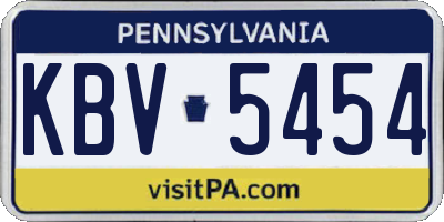 PA license plate KBV5454