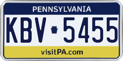 PA license plate KBV5455