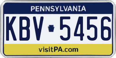 PA license plate KBV5456